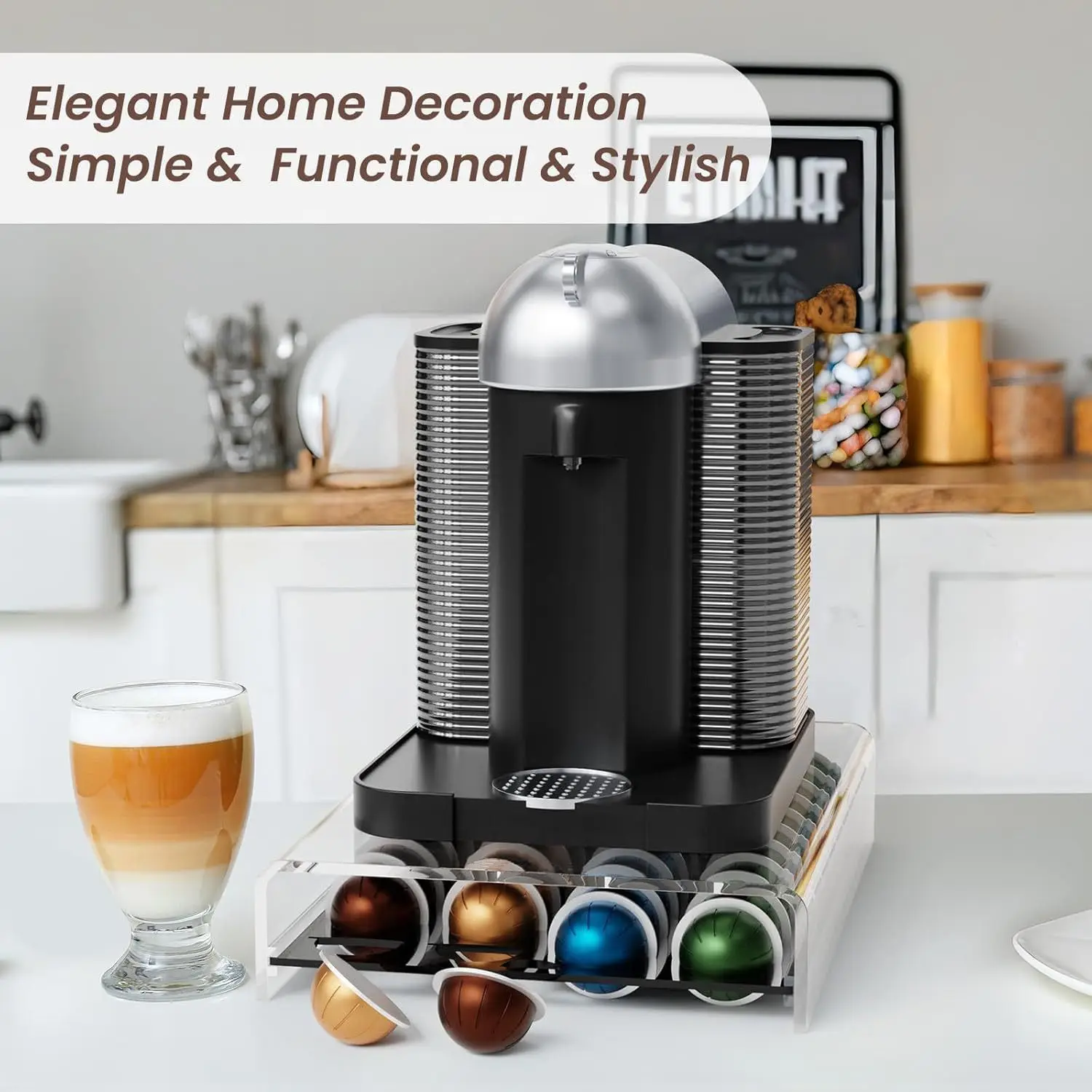 Organizador de Cápsulas de Café Nespresso Vertuoline, Soporte para 40 Cápsulas, Estante de Almacenamiento Verismo Vertuo, Cajón de Material Plástico