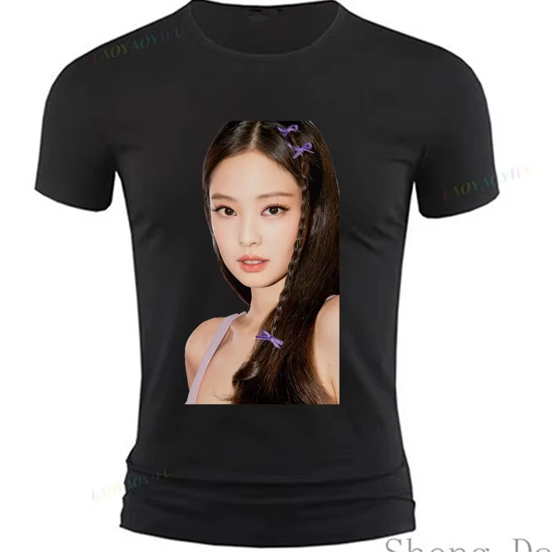 Jennie Kim Band T-Shirt Kpop Famous Singer Star New Fashion Graphic Tee Printed Popular Short Sleeve Shirts Fan Gifts Idea Tops