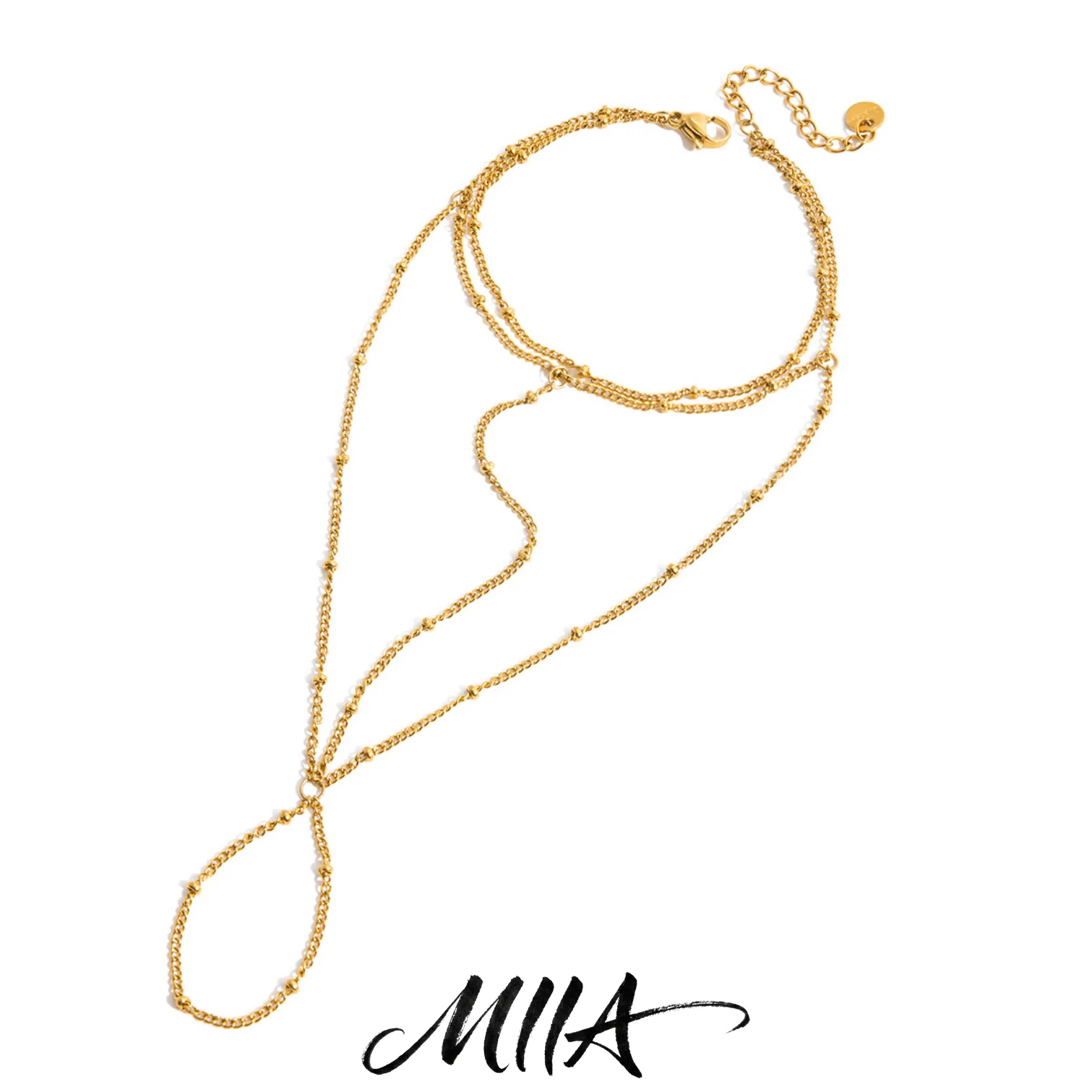 Miia Jewelry 18K Gold Stainless Steel Dainty Adjustable Finger Bracelet Minimalist Stackable Jewelry For Women
