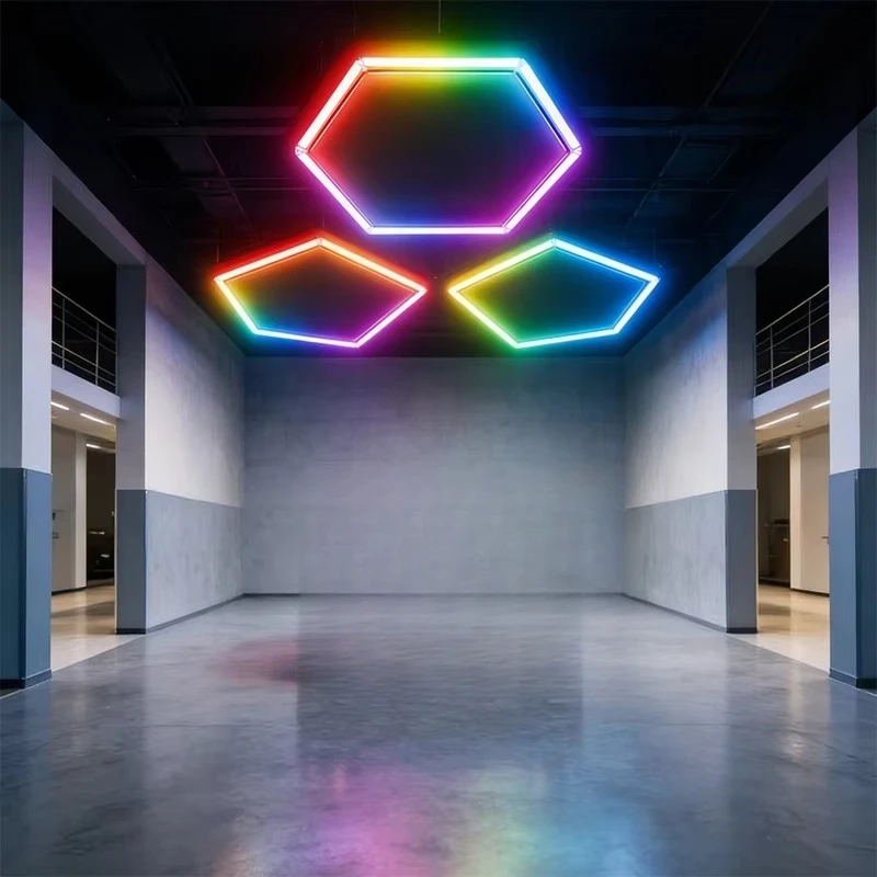 Smart Home Hexagonal LED Light Set, Modular Flexible Ceiling Light with App Control for Living Rooms and Men's Lounges