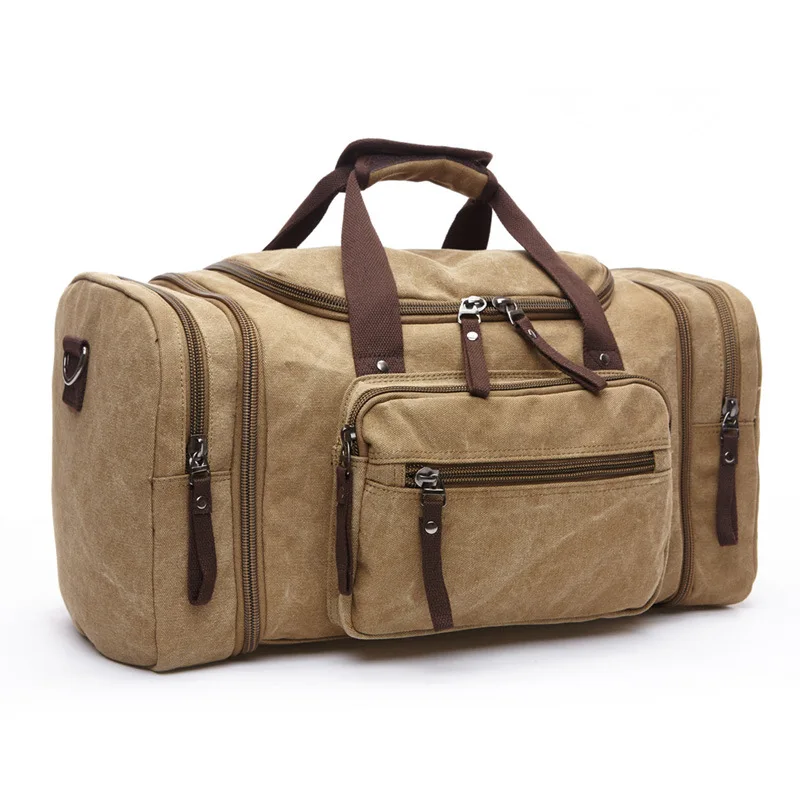 Homens Viagem Bag Canvas Multifunções Sacos De Couro Carry on Bagagem Bag Homens Tote Grande Capacidade Utilitário Weekend Duffel Bag