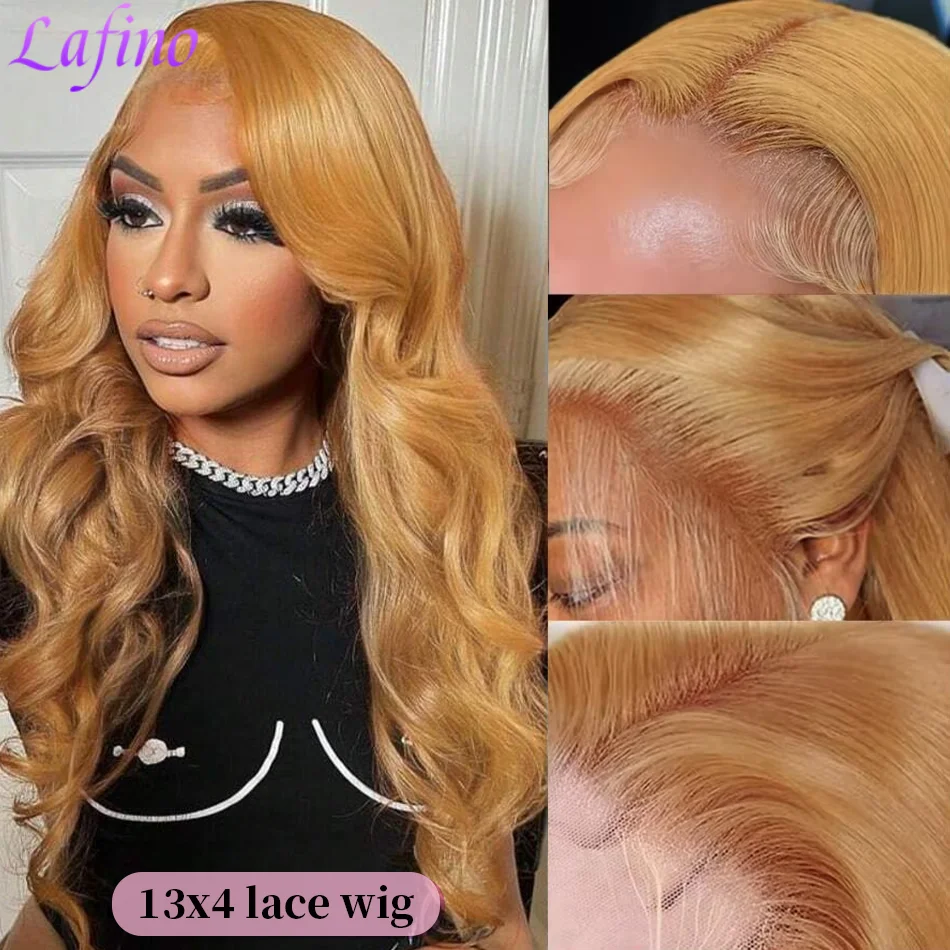 27# Honey Blonde Body Wave Wig Human Hair 13x6 13x4 HD Transparent Lace Frontal 200 Density Wig for Women Brazilian Colored Hair image 4