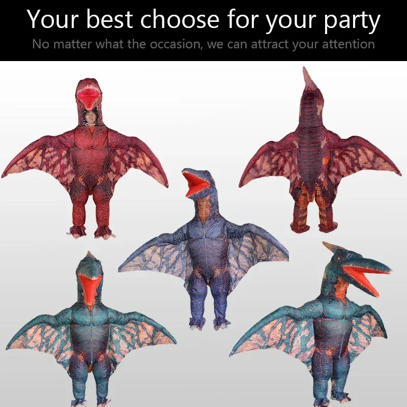 DY20 الكبار الزاحف المجنح ديناصور نفخ زي هالوين تأثيري التيروصور سبينوصور Disfraz Trex التنين فيلوسيرابتور ضربة U ZP #6