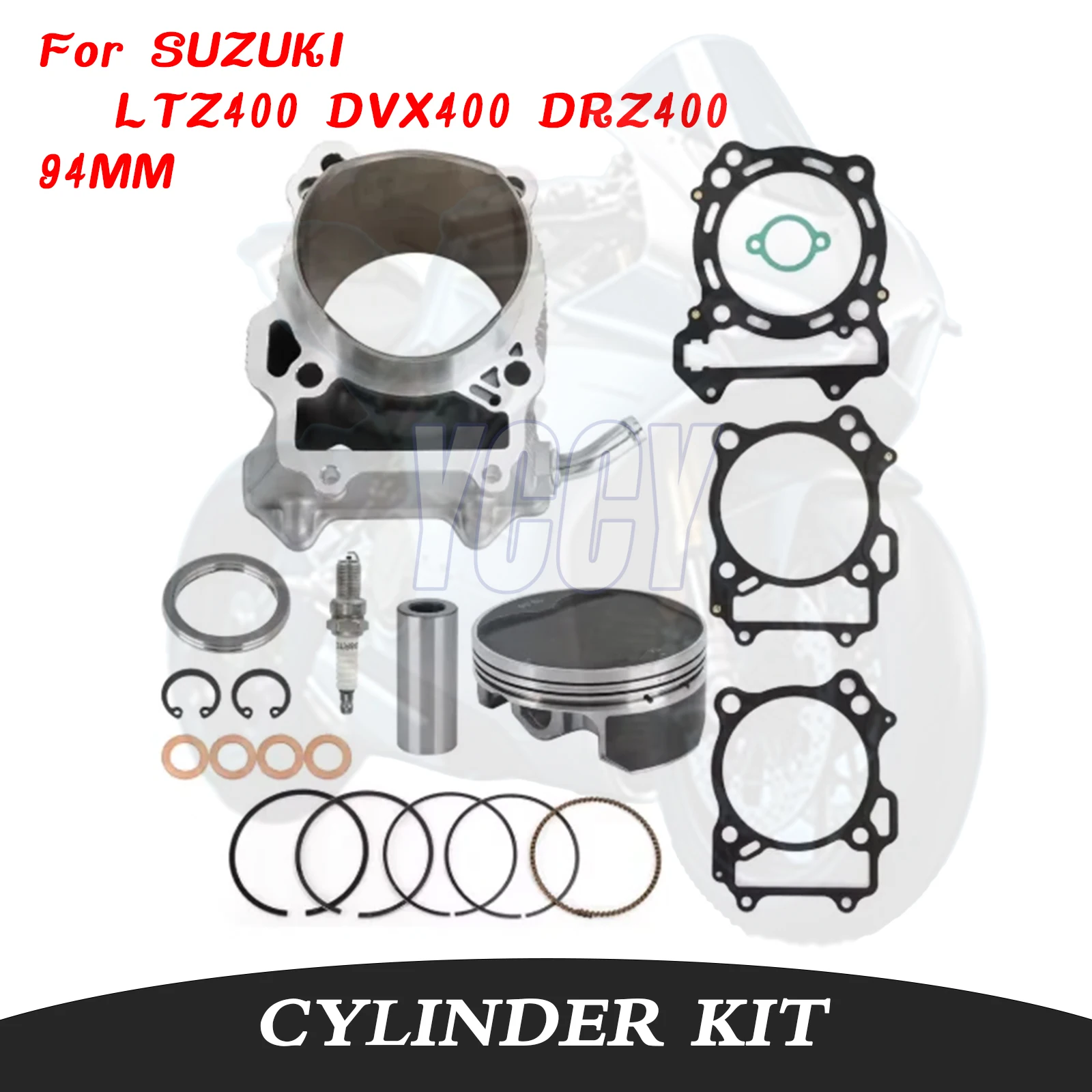 Kit de juntas de pistón de cilindro de motor de motocicleta, extremo superior de 94MM, 434CC, para SUZUKI LTZ400 LTZ 400 DVX400 DRZ400 DRZ 400, piezas de motocicleta