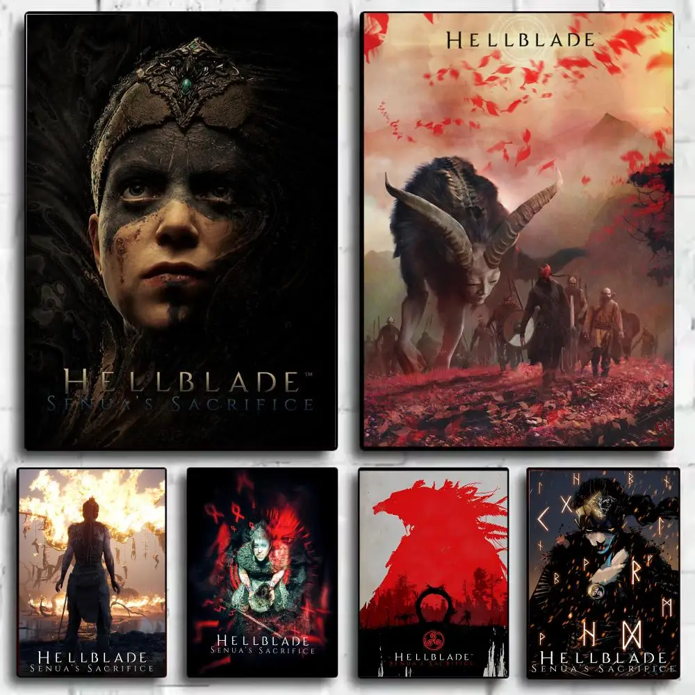 Póster de juego de aventuras H-Hellblade, impresiones artísticas de pared minimalistas modernas para dormitorio, sala de estar, decoración estética para habitación, regalo