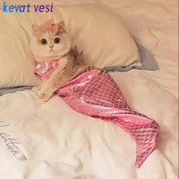 Mermaid Cat Clothes Halloween Pet Costume Cute Mermaid Suit for Cat Funny Photo Cat Clothes Cosplay Sequin Kitten Costume