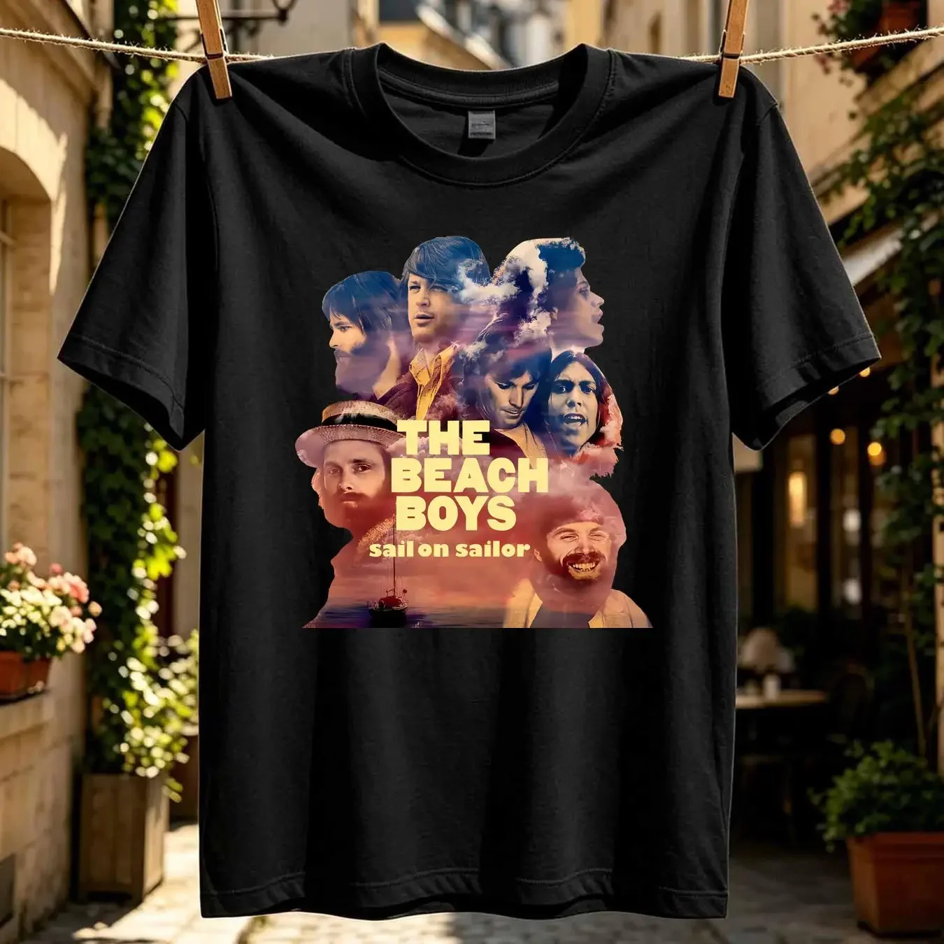 washed T Shirt The Beach Boys Sail on Sailor Band Classic Style All Size KH0951 vintage Washed Versatile Breathable