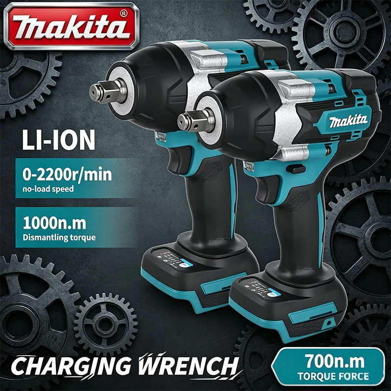 Makita DTW700 18V Brushless High‑Torque Impact Wrench, 2.1kg Lightweight Rubber Grip, 1/2
