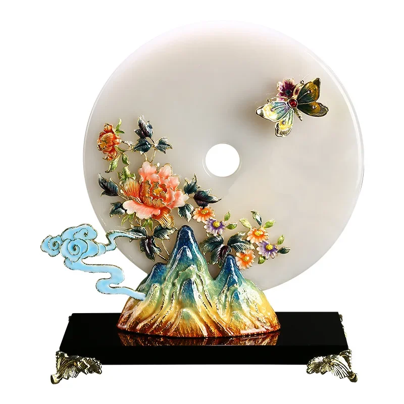 Color jade safety buckle ornament, living room wine cabinet, TV cabinet, entrance decoration