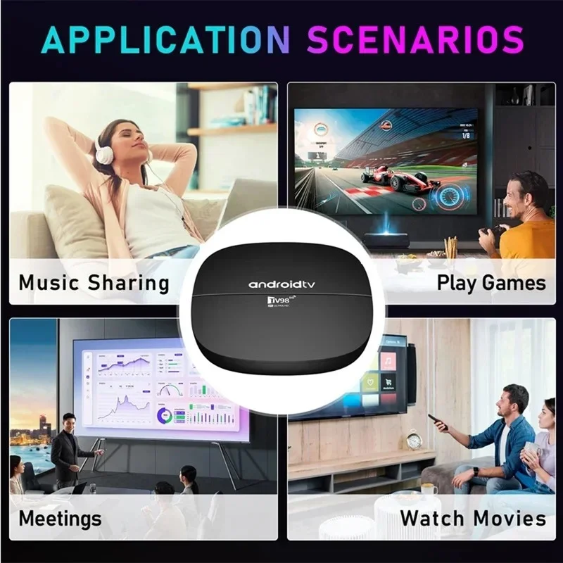 Play ATV H313 Smart TV Box Android 13.0 H313 رباعي النواة 2.4G/5G Dual Wifi BT 4K HD مشغل الوسائط ثلاثي الأبعاد iptv صوت عن بعد 8GB 128GB