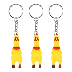 3 Pcs Rubber Chicken Keychain Halloween Prank Charms Bulk Key Chain for Bulk Screaming Pendant Party Favors