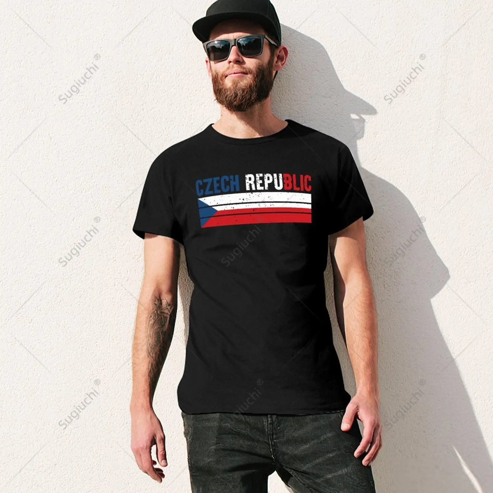 Unisex Men Vintage Czech Republic Flag Tshirt Tees T Shirts Women Boys 100% Cotton T-Shirt