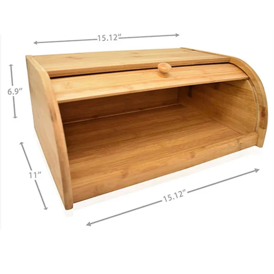 Bamboo Roll Top Bread Box American Sle Food Storage Bin for Baked Goods Kitchen Storage Container Eco Friendly