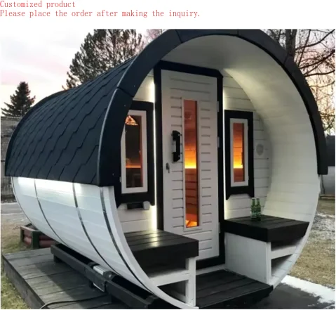 

Customization.Outdoor Barrel Sauna Deluxe Traditional Steam Panoramic Sunroof Bucket Sauna Room With Electric Stove