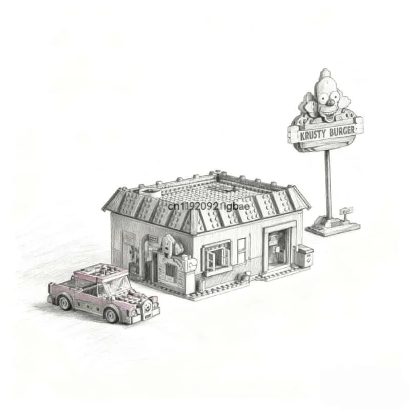

2025 1635 шт. MOC City Krusty Hamburg Building Model Building Blocks Детский рождественский подарочный набор