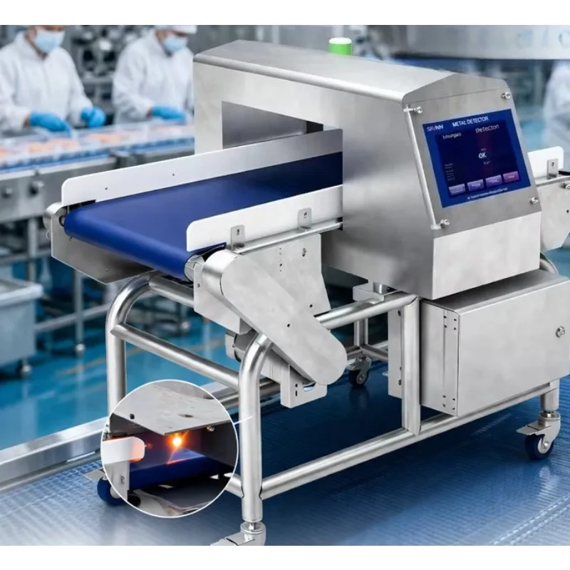 High sensitivity frozen snacks fast food conveyor belt industrial metal detector 304 stainless steel IP54
