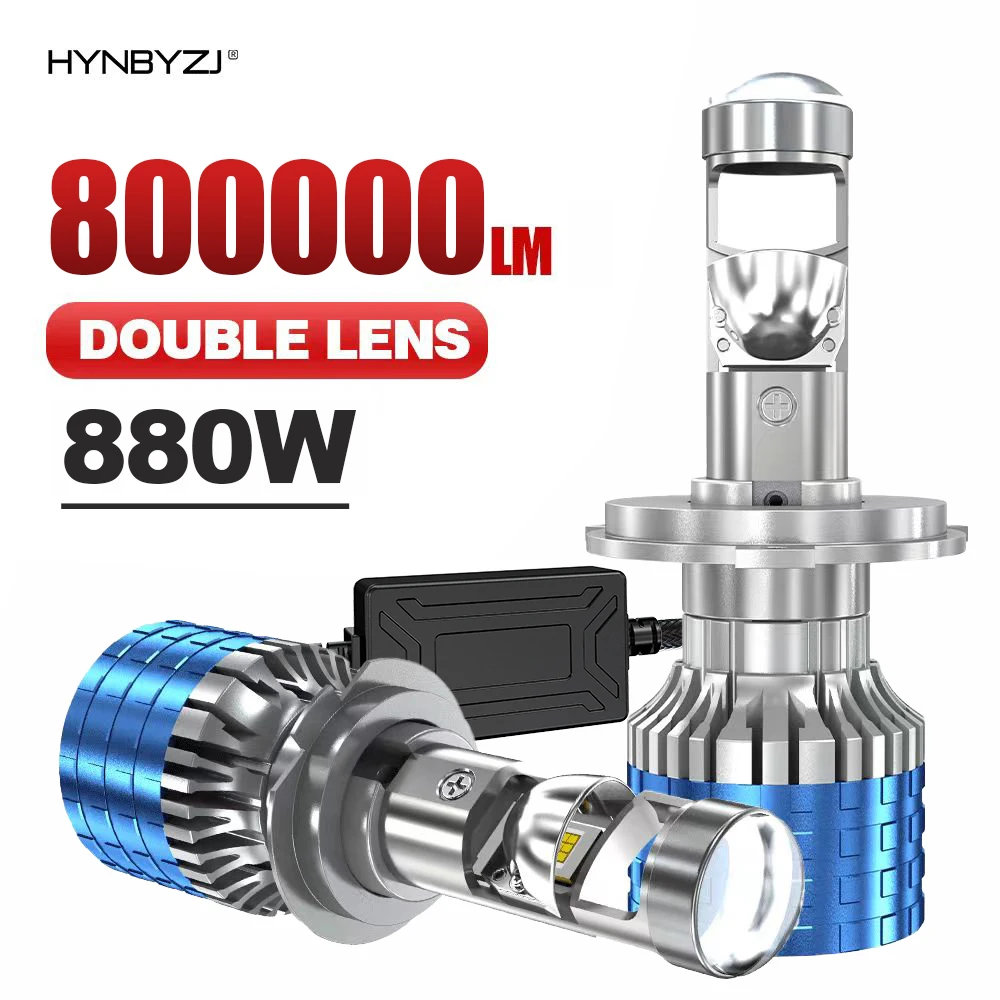 HYNBYZJ  880W H7 H4 LED Headlight Mini Lens Projector H9 H11 9005 9006 Auto Low Beam Canbus Bulb For Car/Motor 12V 24V