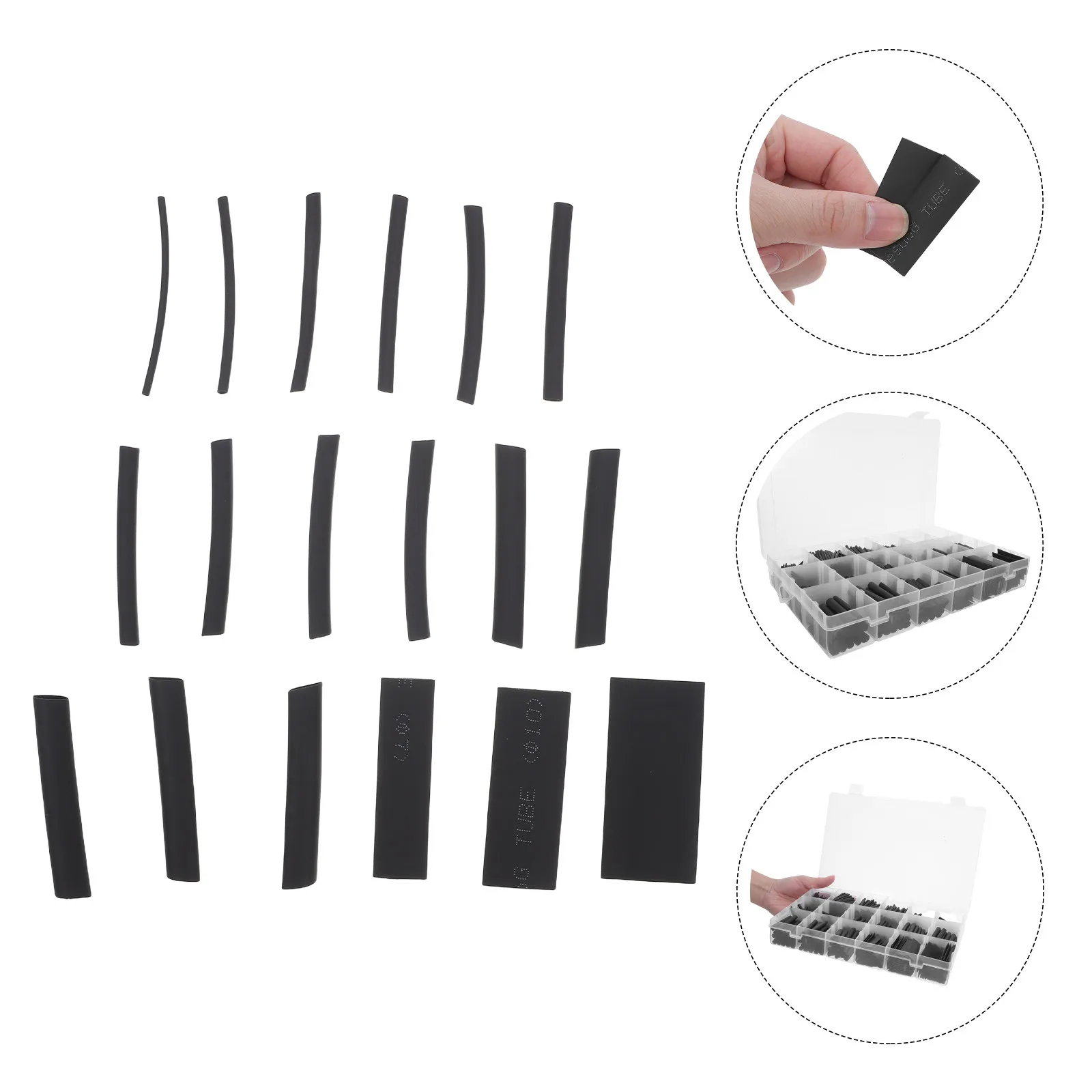 

900Pcs Heat Shrink Tubing Black Flexible Electrical Wire Shrink Wrap Cable Sleeve Cover Heat Resistant Automotive Home Use