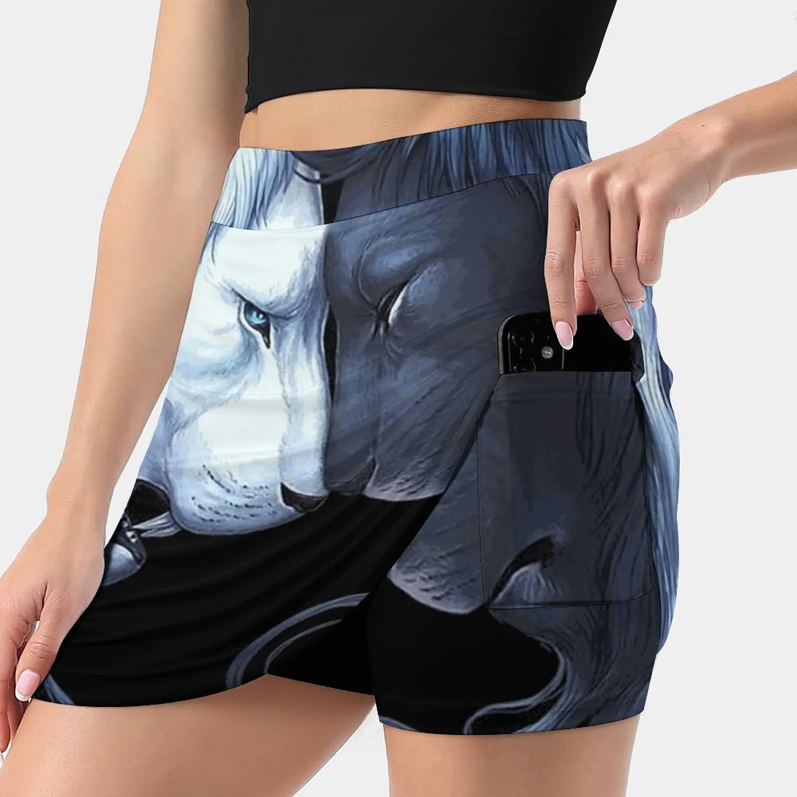 Loins Love Like Brave Leo - Lion Heart Women Sports Lining Skirt Tennis Dance Fitness Short Printed Skirts Love Romance Lion