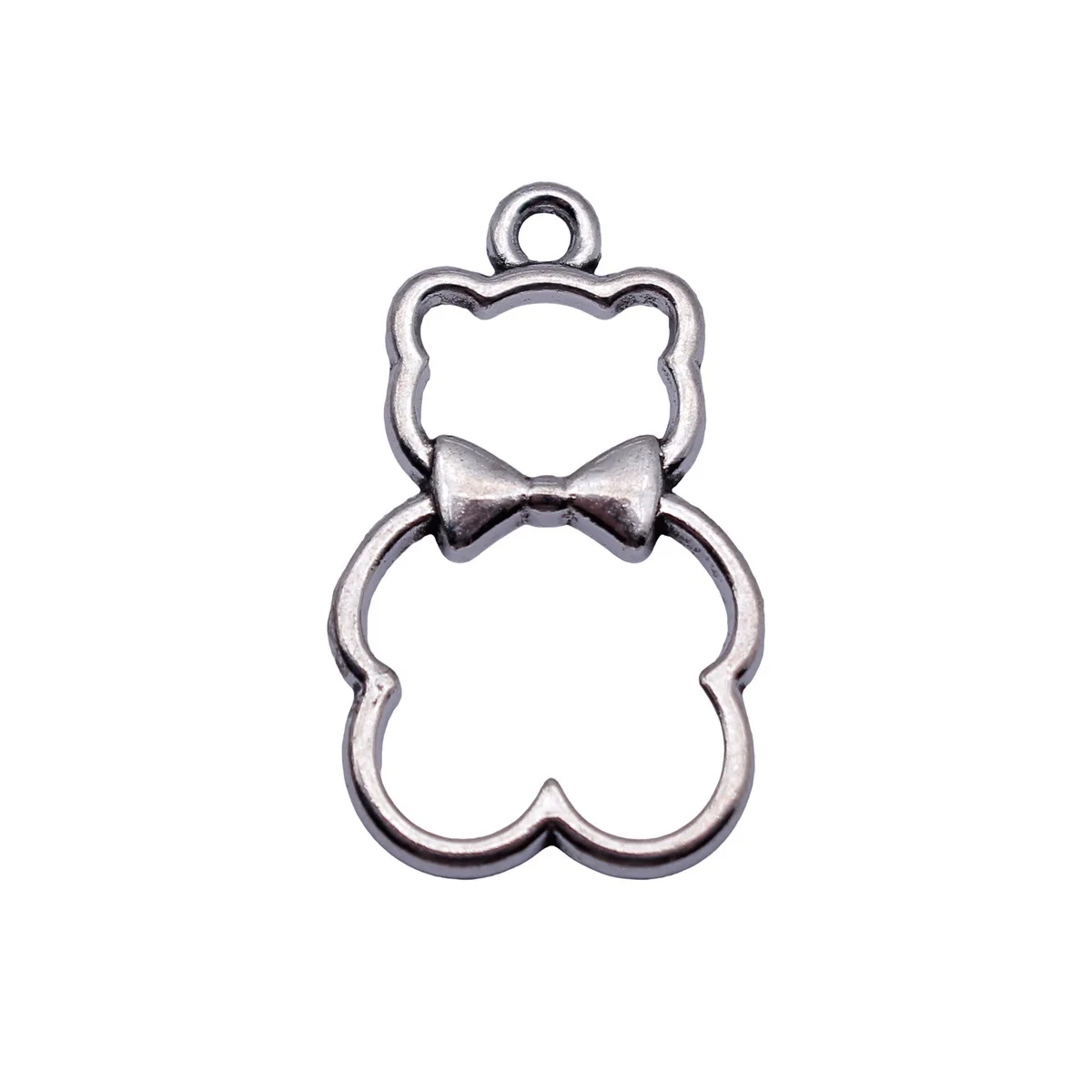 20pcs 25x15mm Antique Silver Color Hollow Out Bow Bear Charms Handmade Jewelry Making Accessories view 3