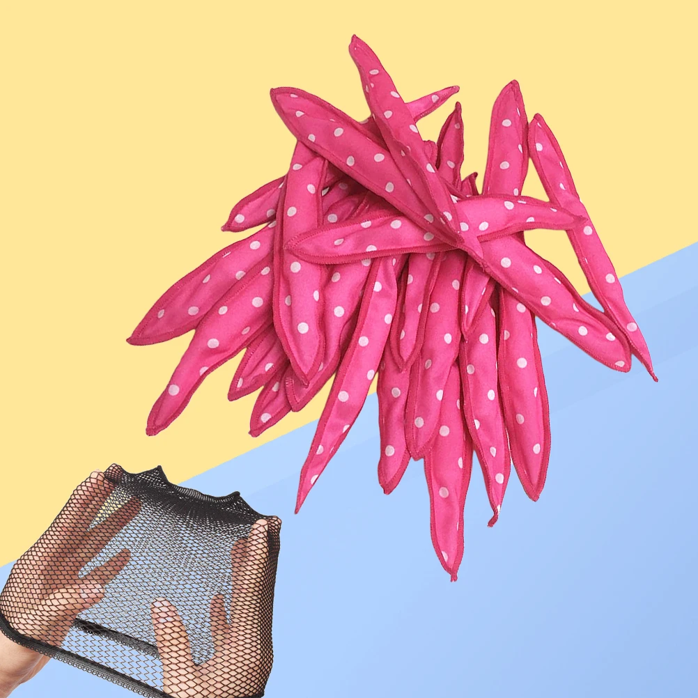

20pcs Hair Curler Sponge Hair Rollers Wave Point Hair Styling DIY Tool with Hair Net for Female Girls (Pink)