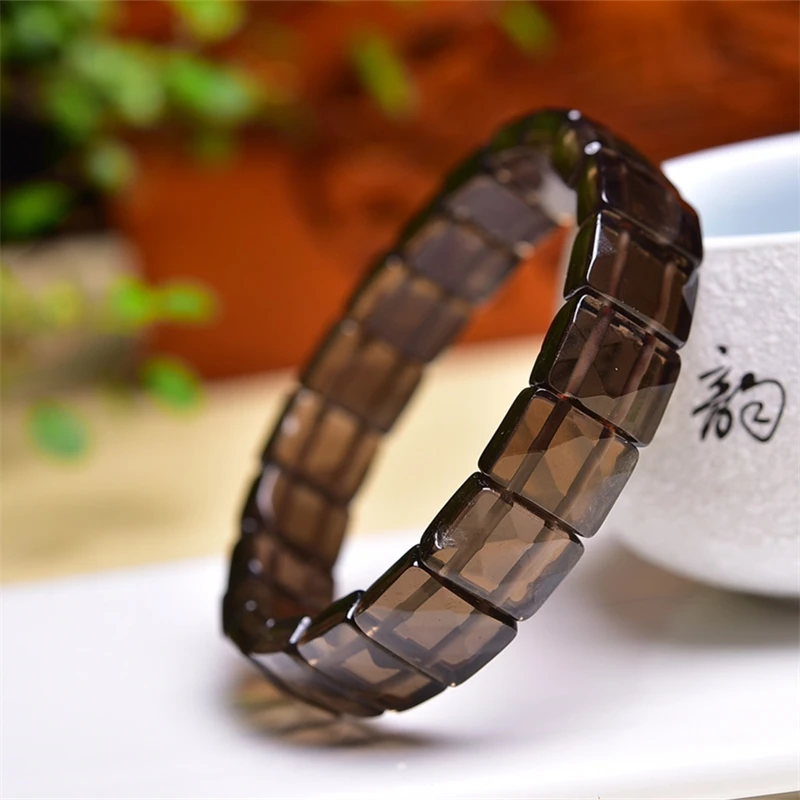Natural Smoky Quartz Bangle Handcarve Crystal Bracelet Real Fashion Handring Fine Jewellery 1pcs 10X12mm