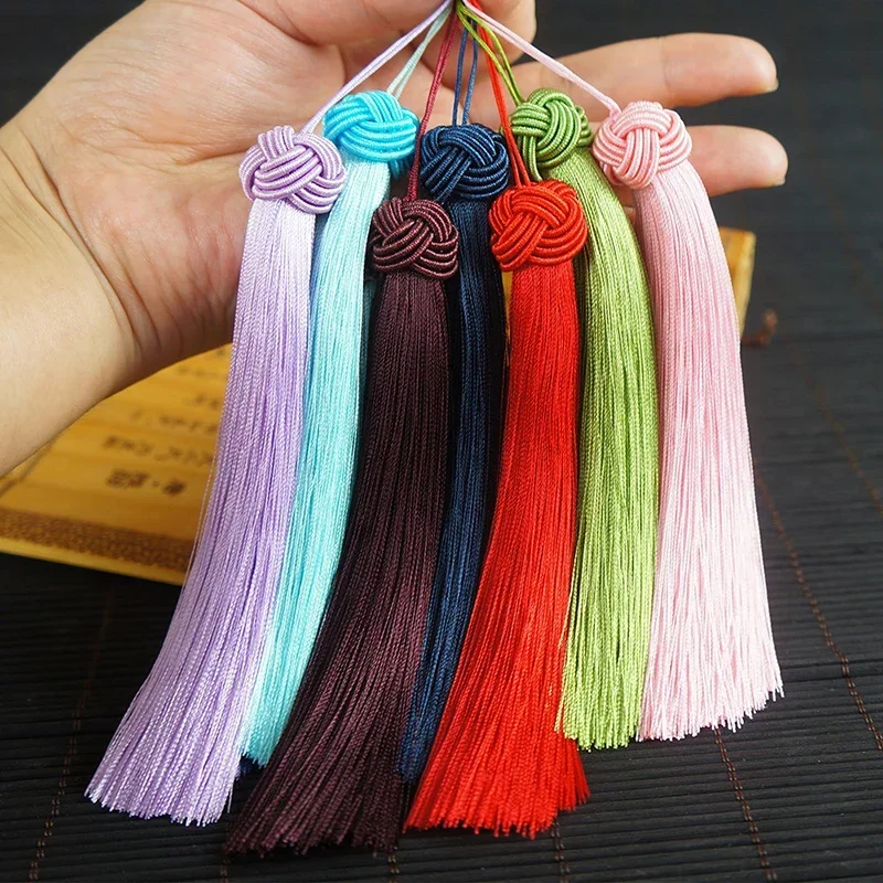 10/5Pcs Polyester Silky Tassels 15cm Floss Bookmark Tassels with Pineapple Cap Tassel For Jewelry Making DIY Craft Accessories