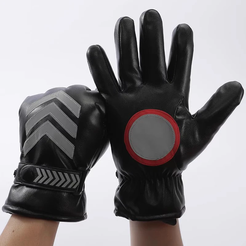 

Winter PU Leather Motorcycle Windproof Waterproof Cycling Gloves Reflective Strip Warm Motocross Work Glove Men & Women White