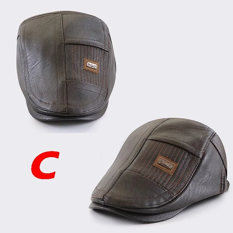 Leather Beret Hat Retro Newsboy Hats Warm Cap Duckbill Visor Boinas Flat Caps