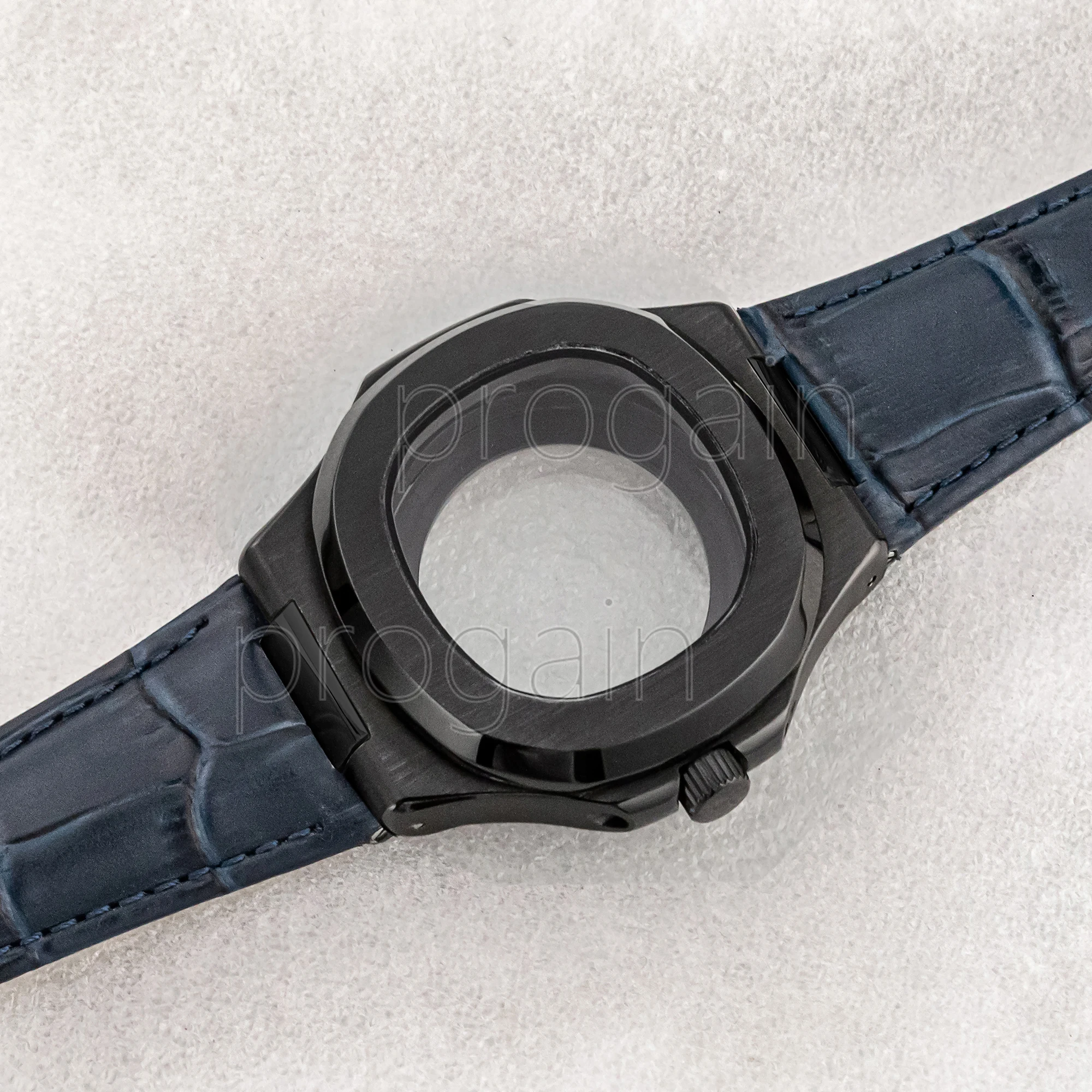 Cassa trasparente in acciaio inossidabile da 41 mm Cinturino in vera pelle da 25 mm Parti di orologi da uomo per movimento Nautilus quadrante da 30,5 mm NH35 NH36