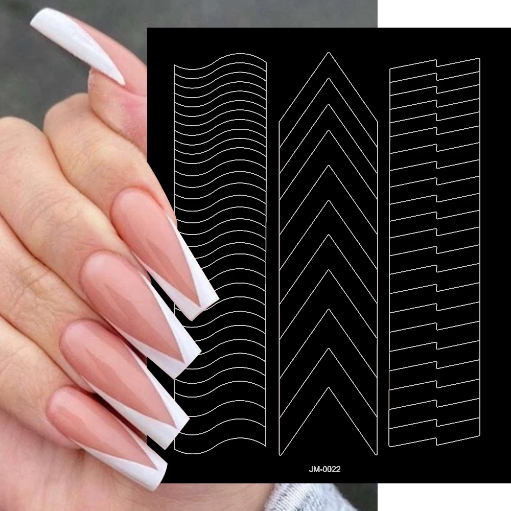 1pcs Curved French Lines Nail Art Stencils Stickers V-shaped Pattern Classic French Nail Decals Drawing Line Aid Nail Sticker To