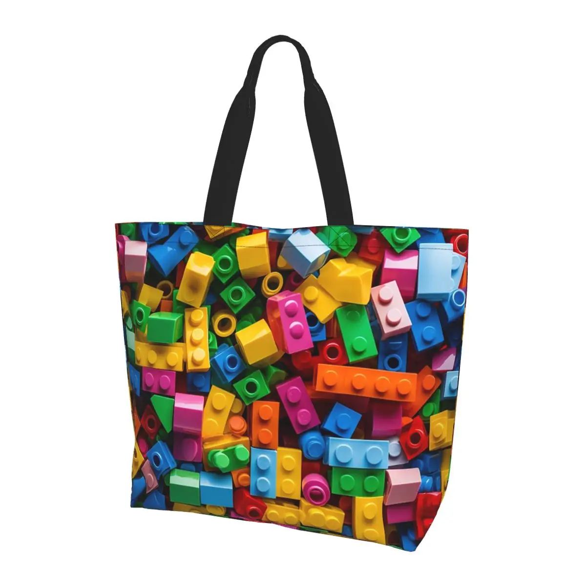 Lego Texture 2 Shopping Tote Bag Canvas Large Capacity Shoulder Bags Shopper Grocery Handbag for Women view 4