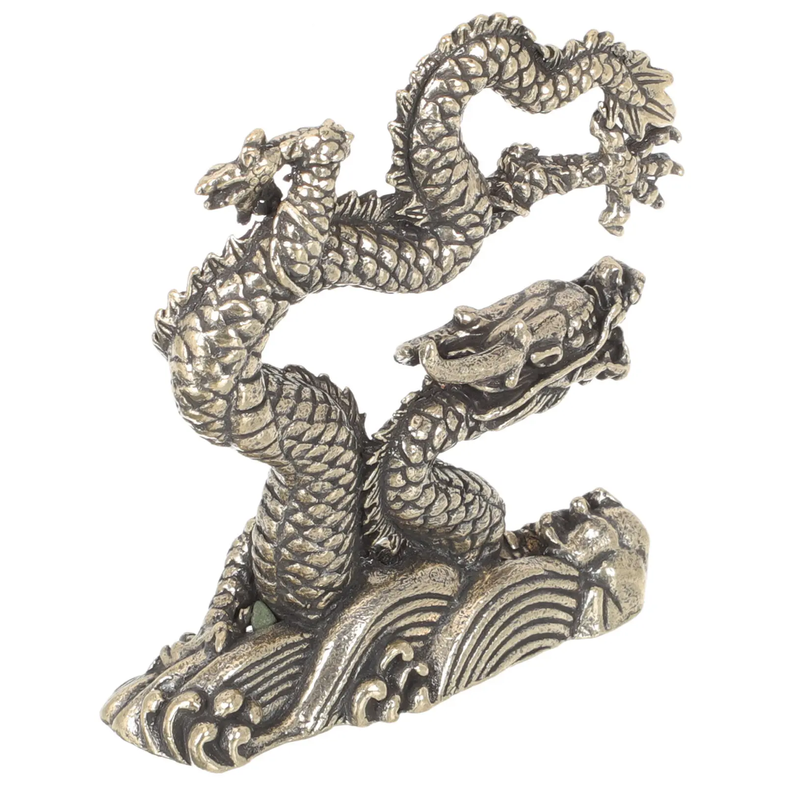 Copper Dragon Statue Luxury Desk Ornament Vintage Style Dragon Sculpture for Office Home Bookshelf Showcase Car Decor Luck