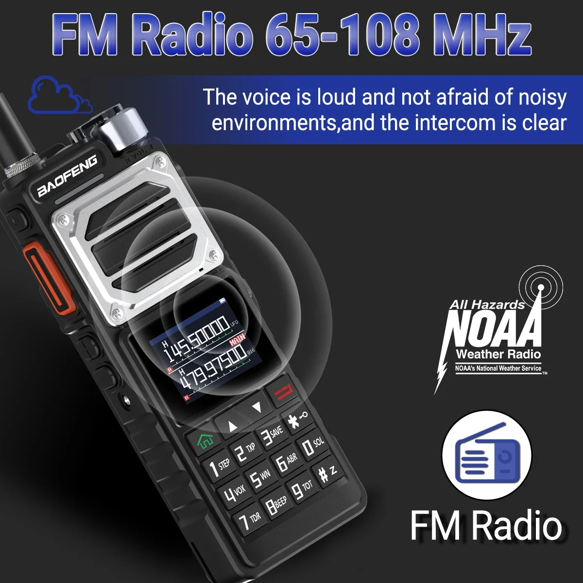 宝峰UV-25 UHF VHF航空帯域AM受信機、NOAA気象警報、999チャンネル長距離双方向無線機、00Type-C C