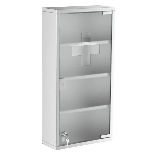 

HOMCOM Lockable Medicine Cabinet 12'x24', 4 Tier, Stainless Steel, Bathroom Wall Box with Shelves
