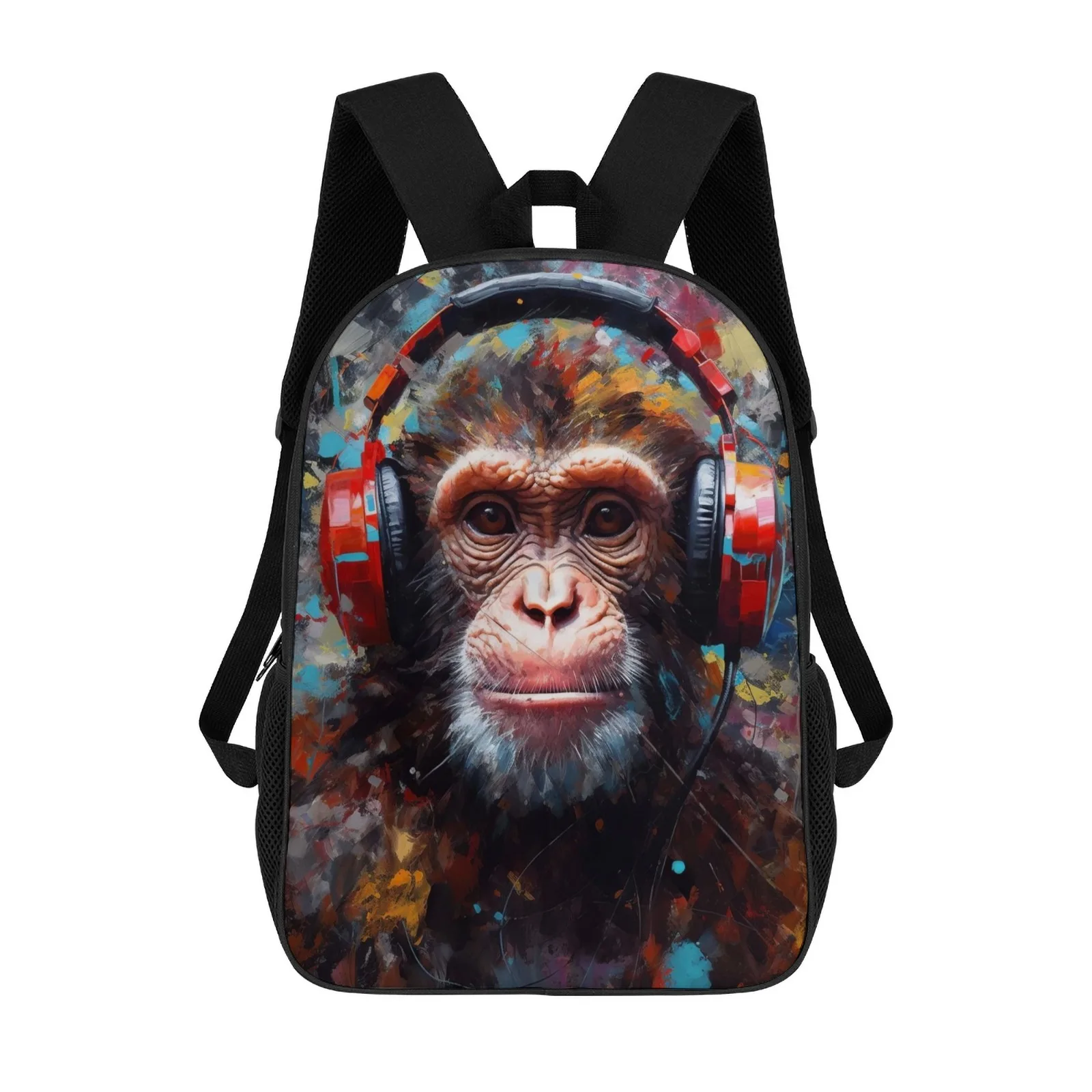 

Школьные рюкзаки с принтом Monkey with Headphones Mochilas De Hombre для подростков, школьный подростковый рюкзак, 17-дюймовый школьный рюкзак