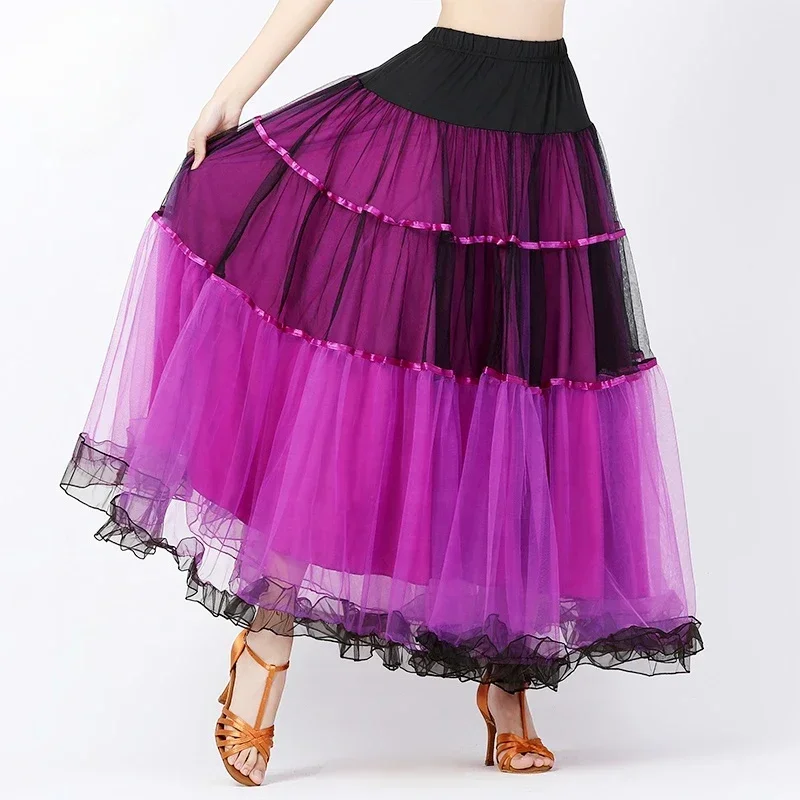 The New Modern Dance Performance Clothing Ballroom Dance Long Mesh Tutu Skirt