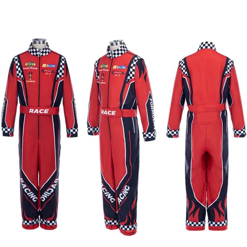 

Boy Racer Cosplay Costume Red Classic One Piece Training Racing Uniform Suit For Halloween Karting Jersey Clothes For Kid Adult