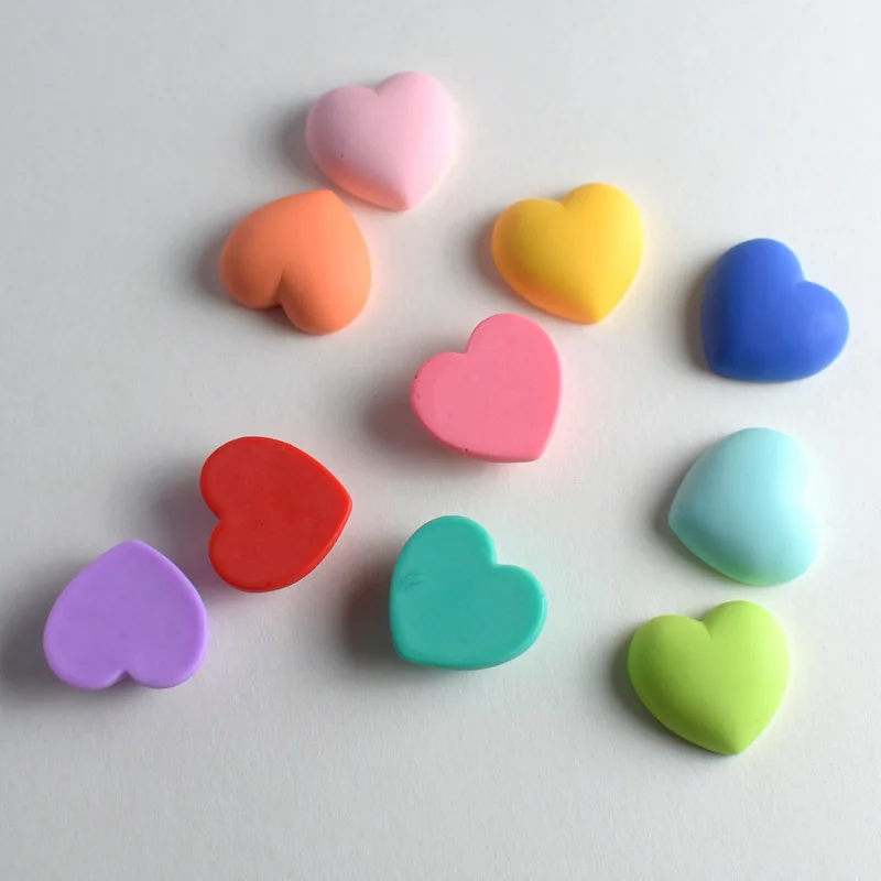 20Pcs/lot Kawaii Cute Love Heart Flat Back Resin Cabochons for DIY Jewelry Making Girls Kids Hair Clips Decoration Accessories