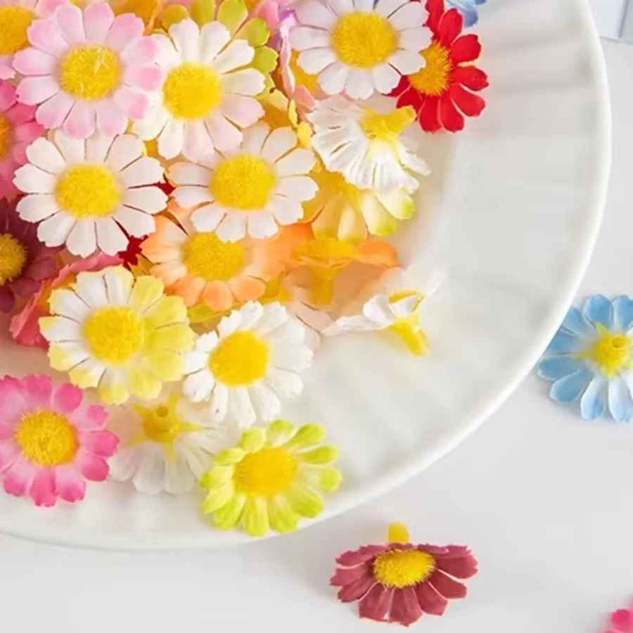 50/100pcs Artificial Flower Sunflower Silk Daisy Head Home Yard Wedding Garland Outdoor Decor Mother's Day Gift Scrapbook Wreath