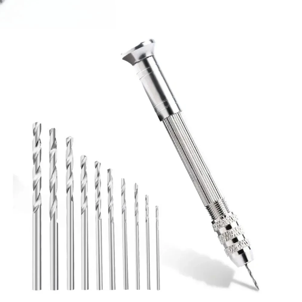

Mini Hand Drill Set Aluminum Alloy Jewelry Making Tool Kit with 08-30mm Bits for PCB Model Polymer Clay DIY Craft