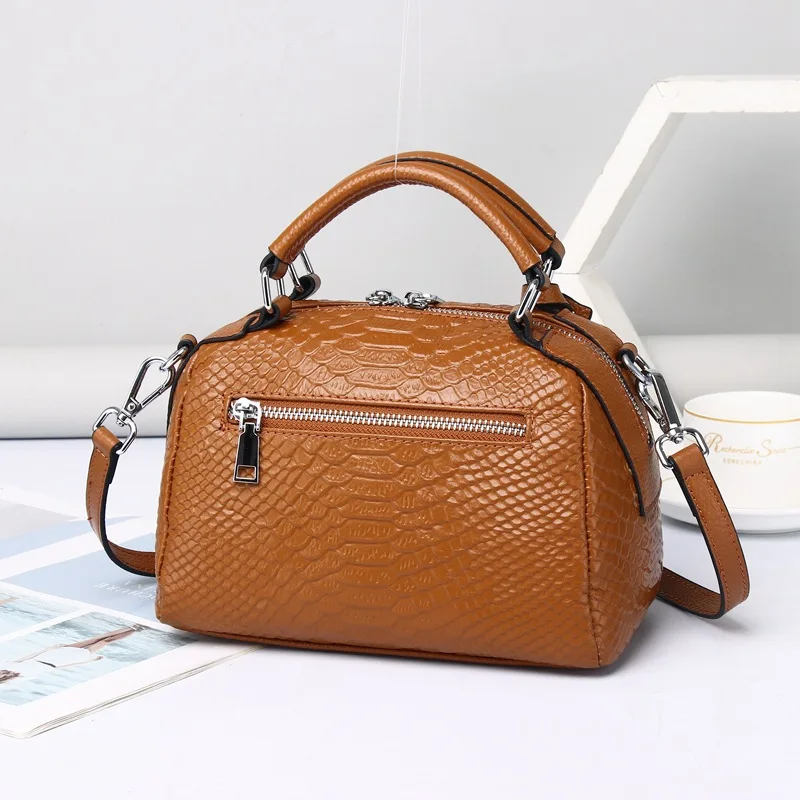 Bolsa de couro genuíno feminina, bolsa tiracolo de ombro único feminino, couro macio, elegante e na moda, nova de alta qualidade