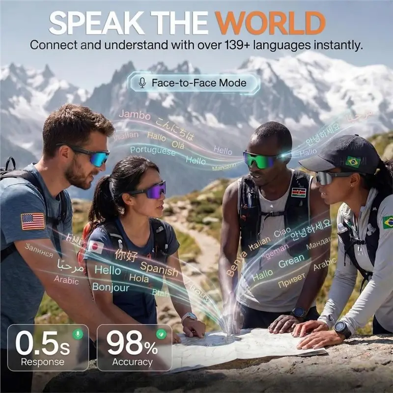 A73E-AI Smart Sports Recording& Shooting Glasses 800W Camera Anti-Shake Windproof Goggles Bicycle Riding Artifact