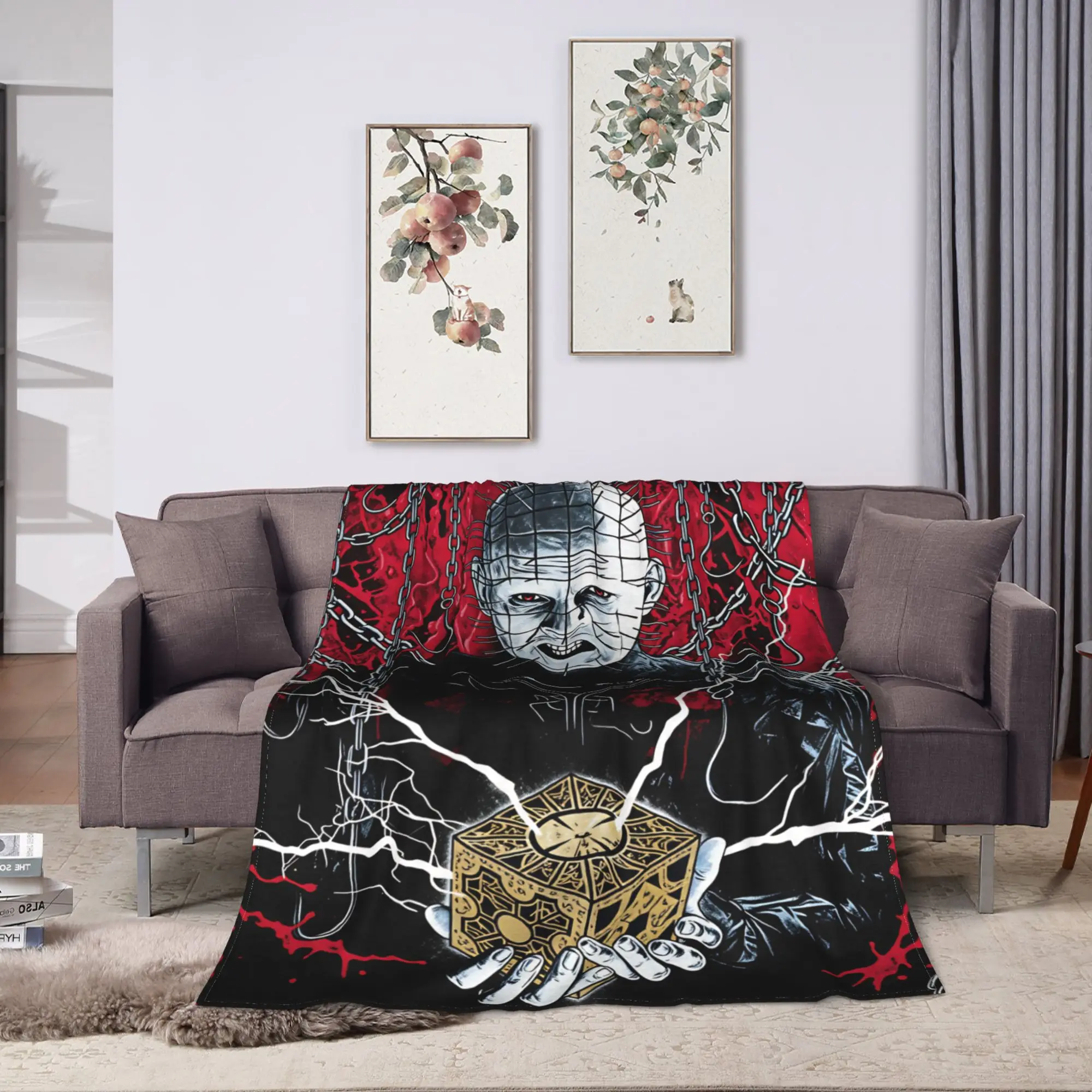 Hellraiser Horror Movie Blanket Airplane Travel Flannel Bedding Throws For Outdoor Super Warm Custom Quality Bedspread Gift Idea