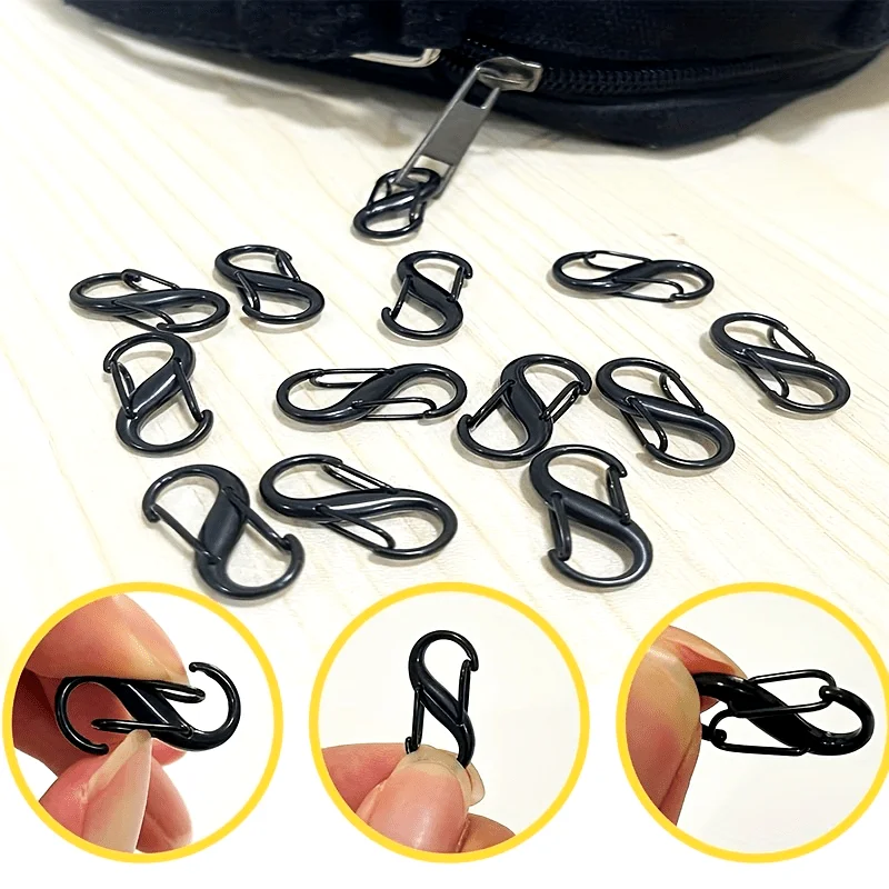 10/20/30Pcs Zipper Clip Anti Theft Deterrent Black Dual Opening Safety Zipper Pull Replacement Keep The Zip Closed for Backpacks