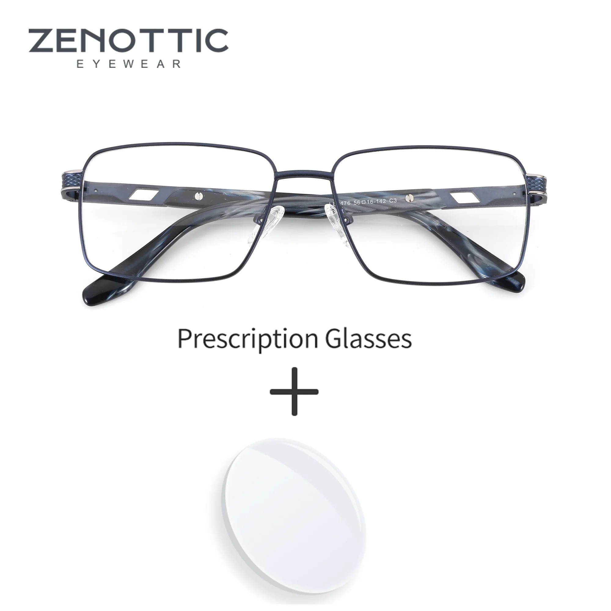 

Очки ZENOTTIC по индивидуальному заказу, мужские очки в прямоугольной металлической оправе, фотохромные прогрессивные линзы для близорукости, оптические линзы