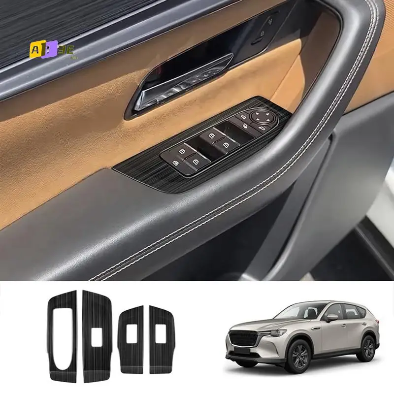 

A03E-Car Stainless Steel Window Glass Lift Button Switch Cover Trim Door Armrest Panel For Mazda CX-60 2022 LHD