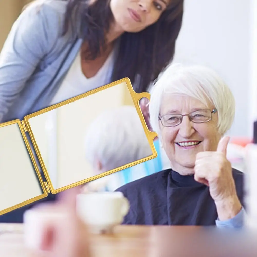 

Double-Sided Hairdressing Handheld Mirror High Definition Rearview Foldable Salon Mirror Portable Styling Mirror Tools