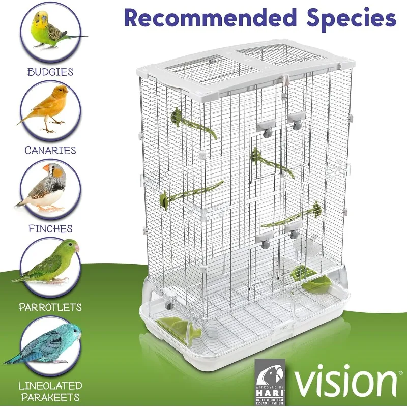 M02 Wire Bird Cage, Bird Home for Parakeets, Finches and Canaries, Tall Medium