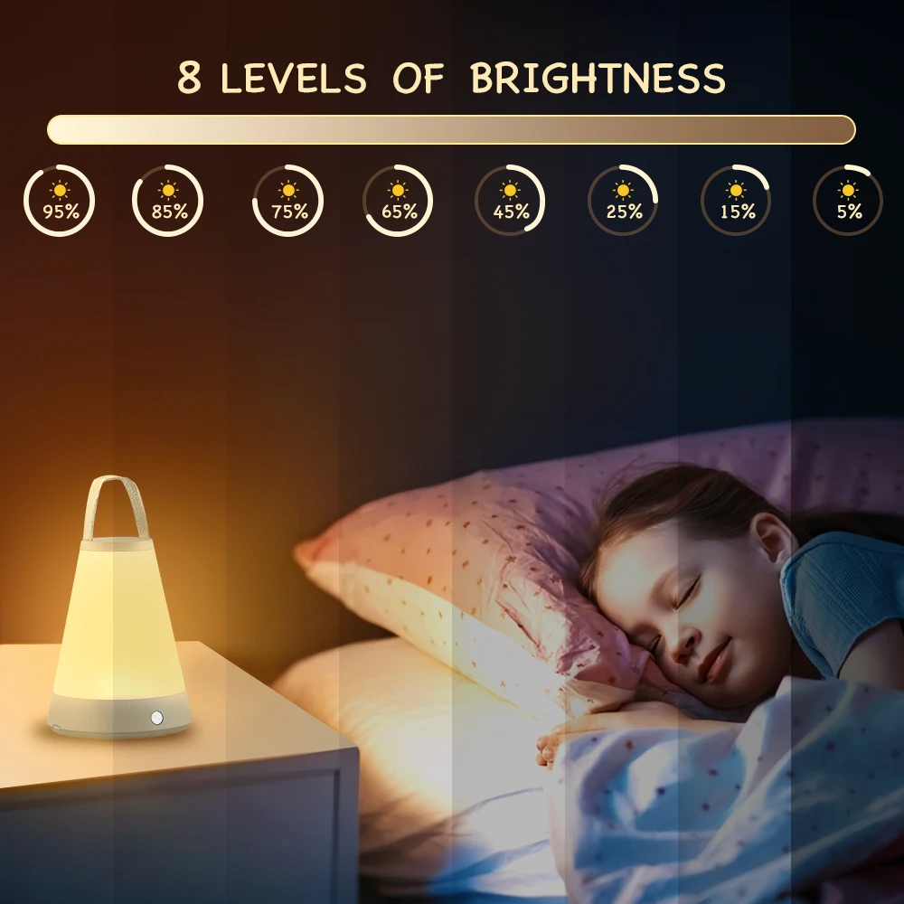 Lampada da tavolo a LED portatile lampada da tavolo a lanterna senza fili lampada da notte dimmerabile Touch, luce da tavolo, luce esterna